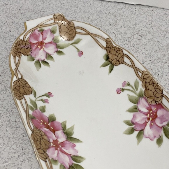 Vintage Nippon porcelain relish dish serving tray hand painted romantic art deco - Picture 5 of 9